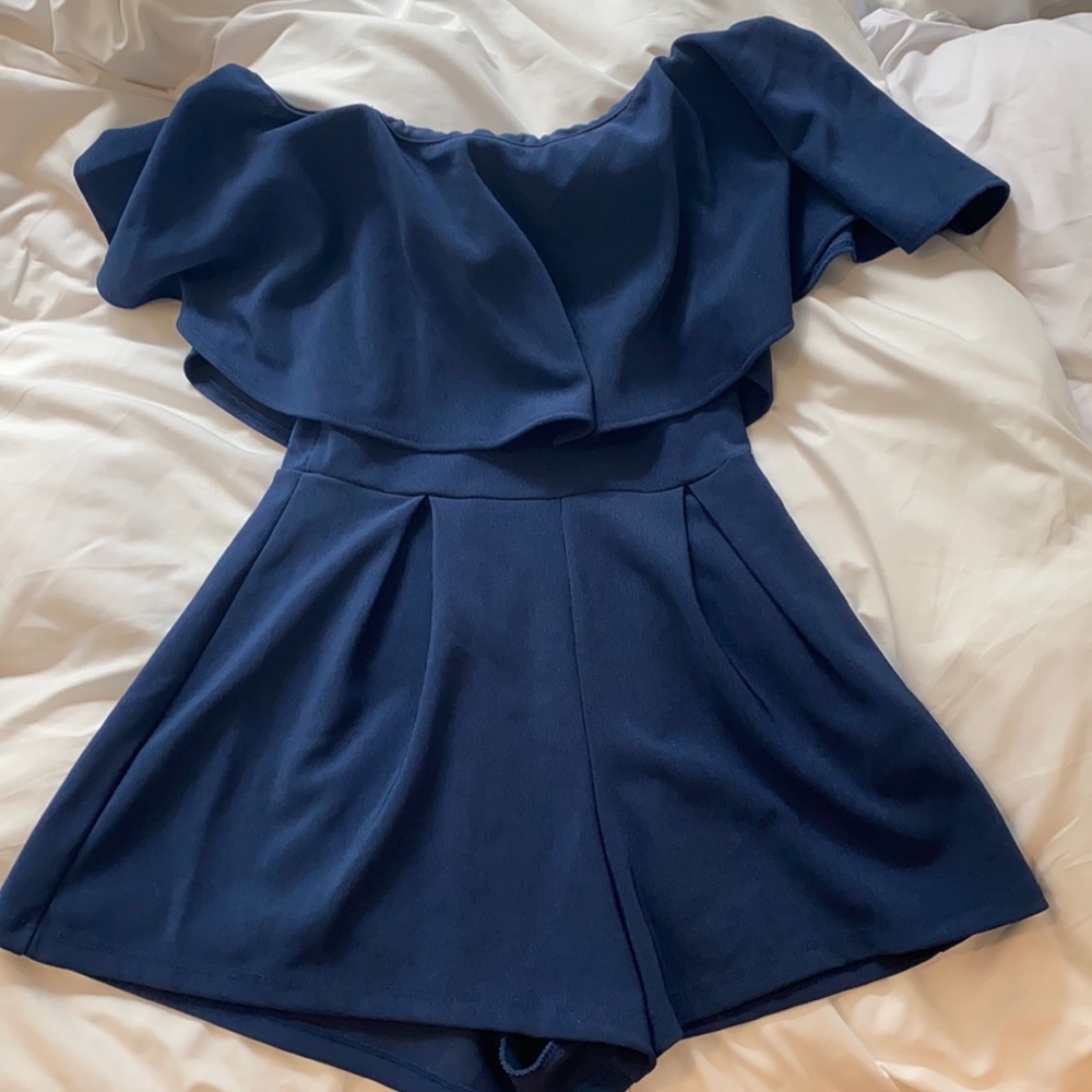Off the shoulder Royal Blue Romper